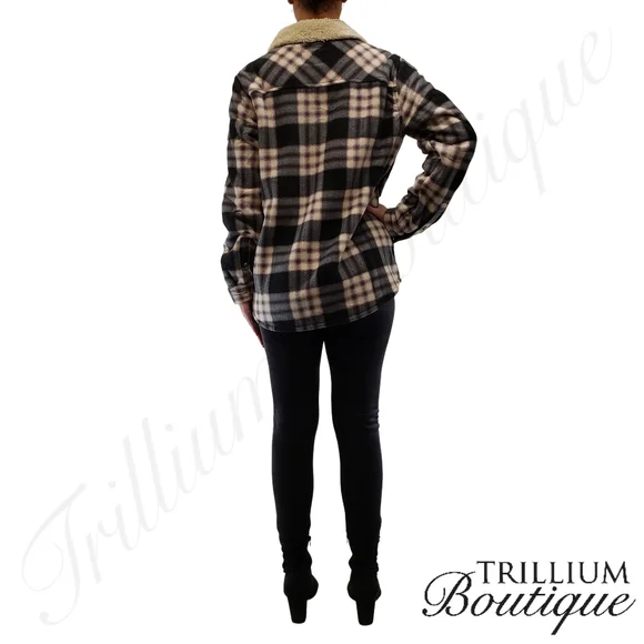 Soho Threads Black Wood Rose Plush Shirt Jacket - Picture 6 of 7